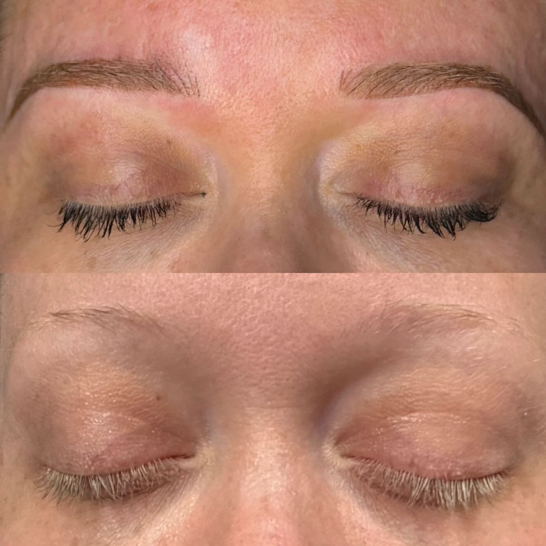 Permanent makeup brows, before and after